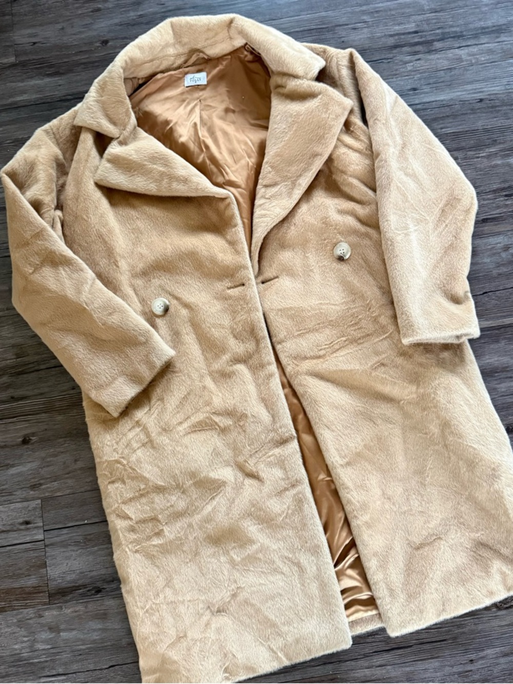 Oh Polly Plush Faux Fur Long Coat in Camel